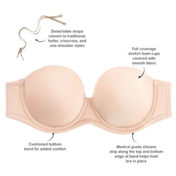 Wacoal Women's Red Carpet Strapless Full Bust Underwire Bra 854119 Black Sz 34DD - Picture 2 of 9